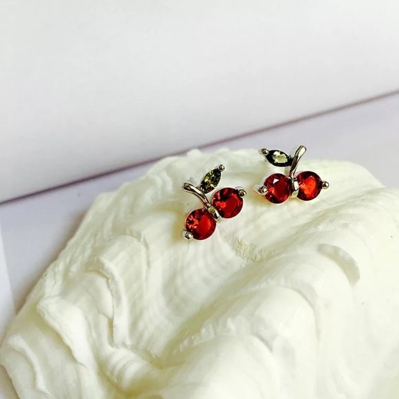 S925 Cherry CZ Stud Earrings - Picture 4 of 8